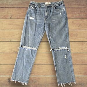 Reformation Distressed Straight Leg High Waist Denim Jeans Size 31